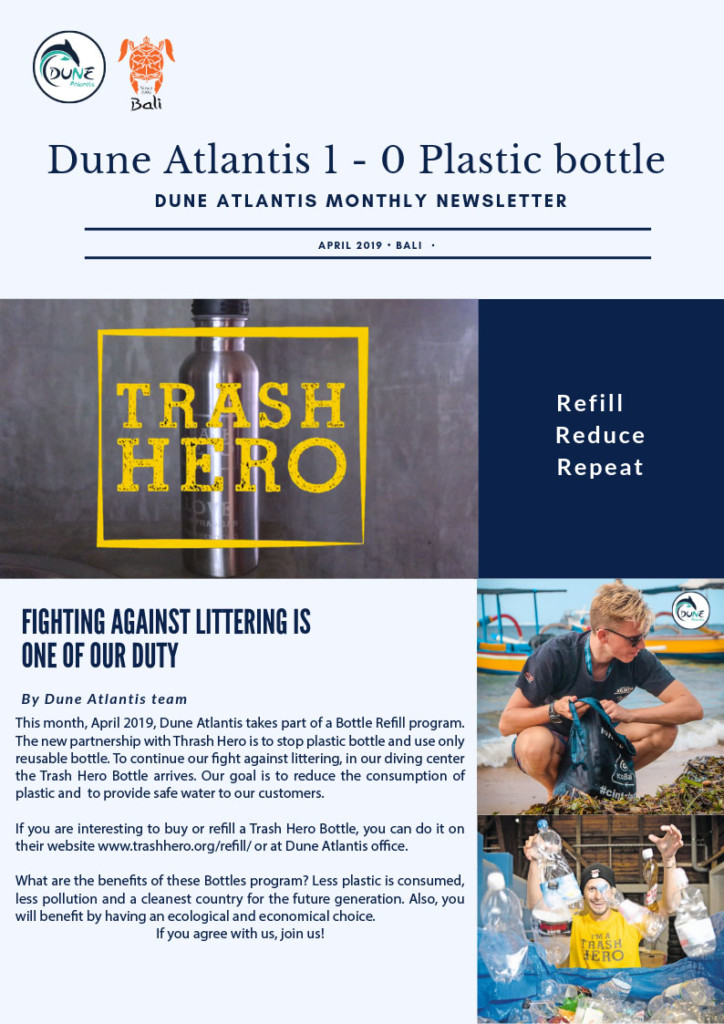 Dune Atlantis 1 - 0 Plastic Bottle | Atlantis Bali Diving